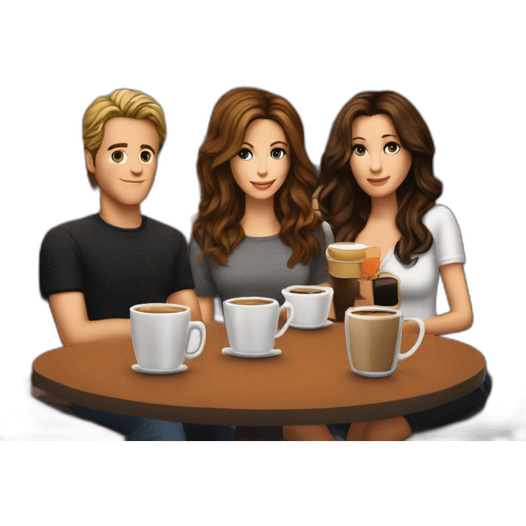 Ross, Rachel, Monica, Chandler, Joey, and Phoebe, all gathered for a coffee at Central Perk emoji