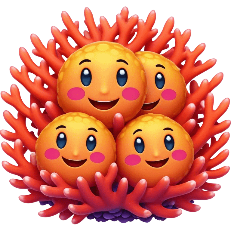 Coral with happy faces emoji