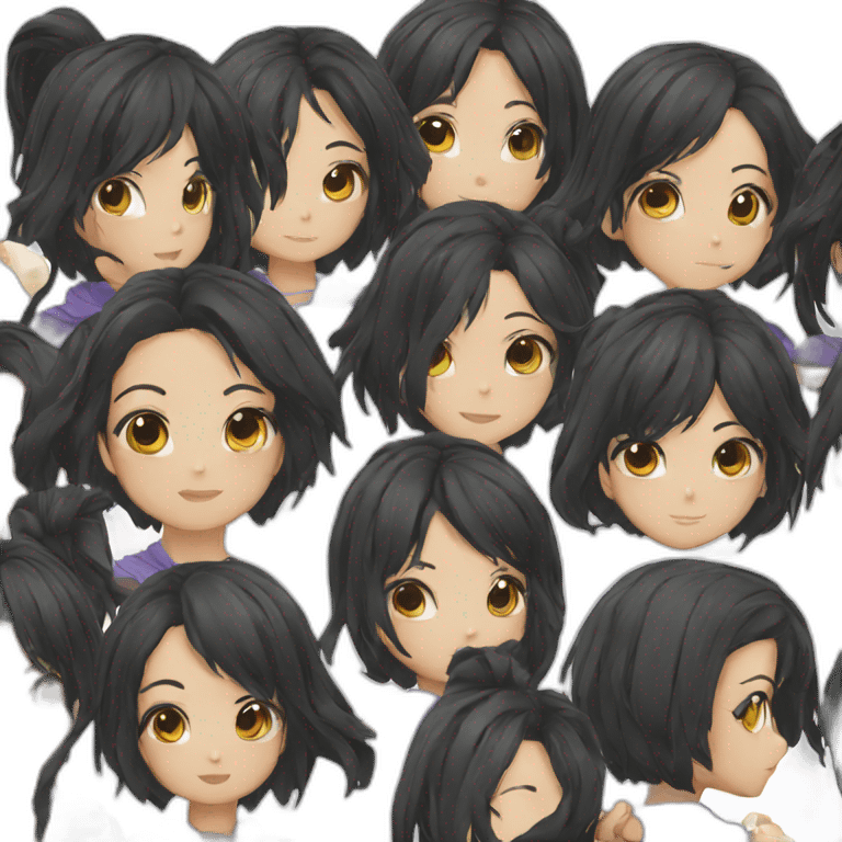 Detailed anime character black hair emoji