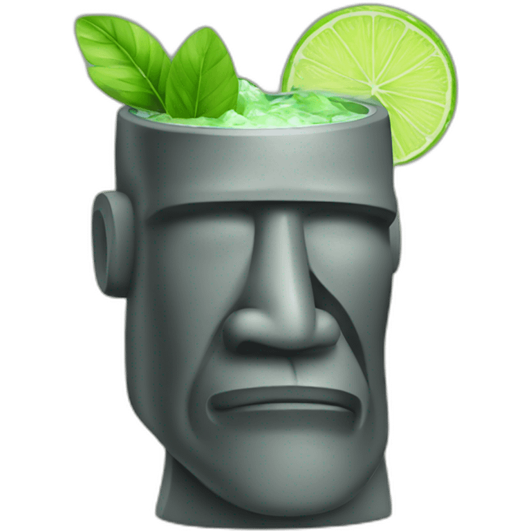 moai statue drinking mojito emoji