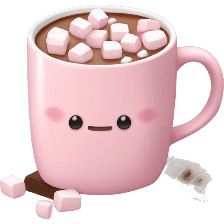 Light Pink mug of hot chocolate with marshmallows  emoji