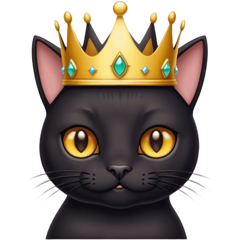 Black cat wearing a crown emoji