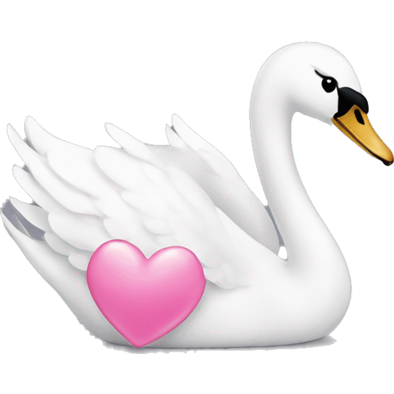 Swan with a pink heart emoji