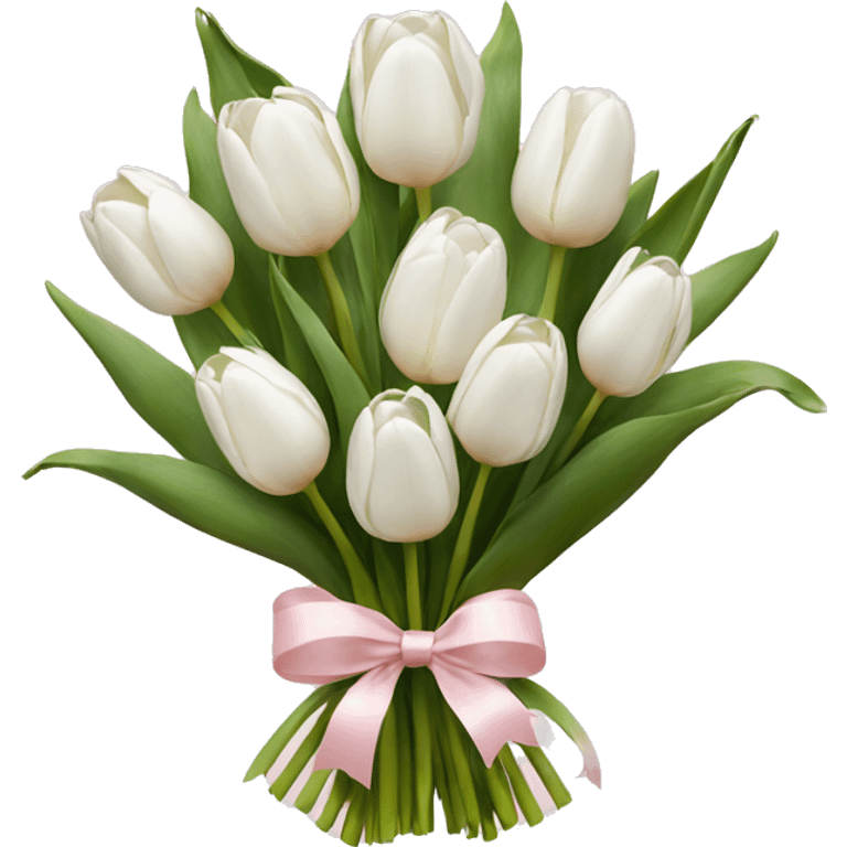 White tulips bouquet with light pink bow  emoji