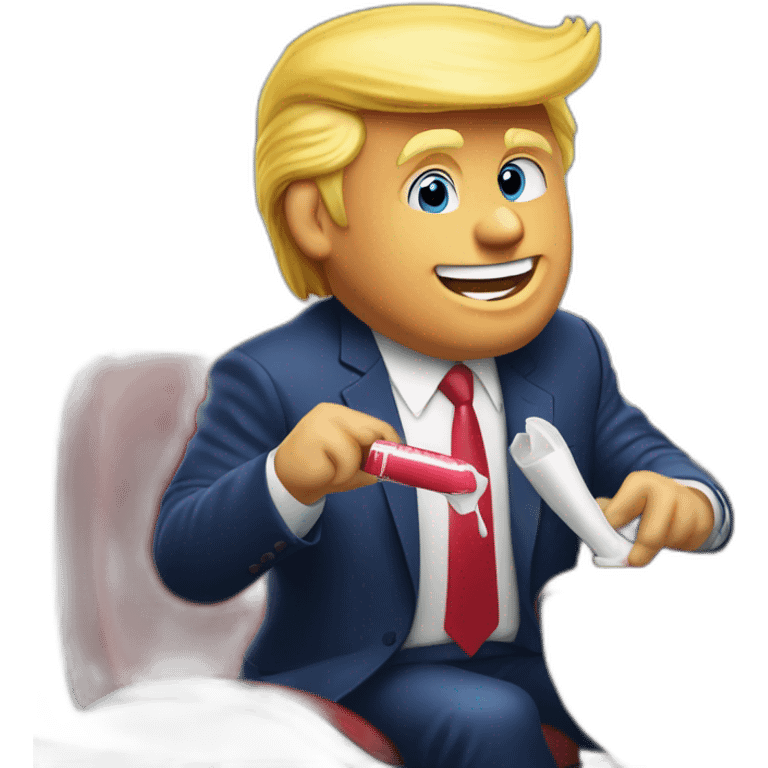 Donald Trump en train de faire une pub pour dentifrice emoji