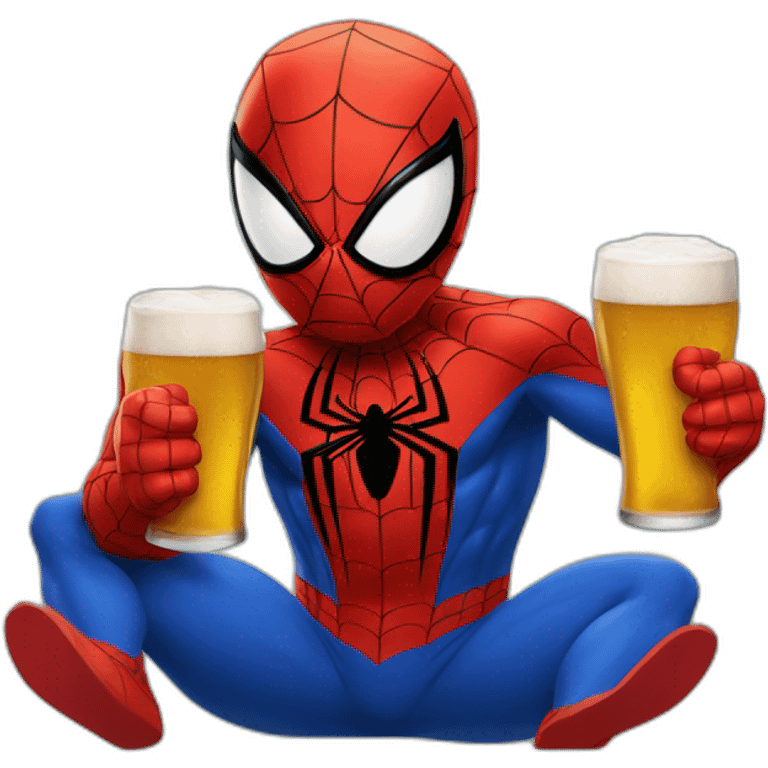 Spider man with beer emoji