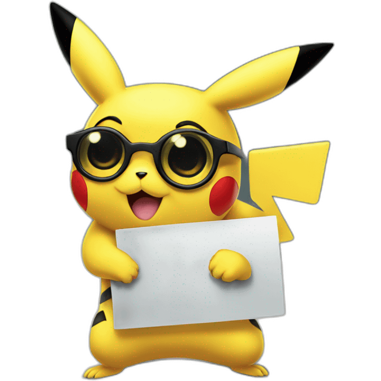 pikachu holding a sign written “KAT” emoji