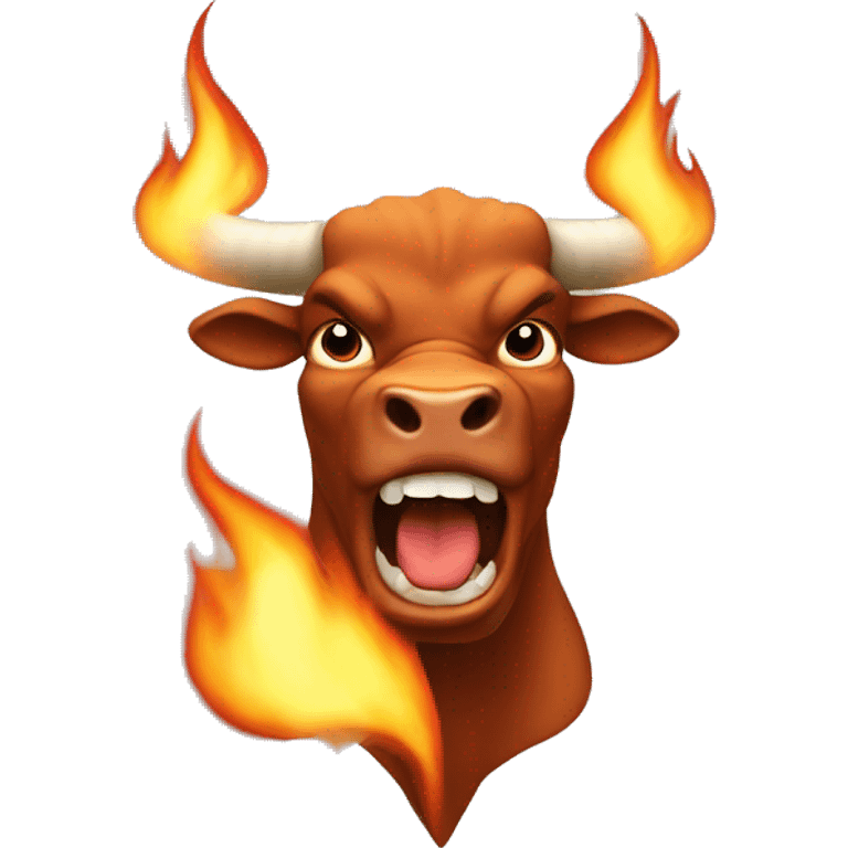 Super mad bull spitting fire from nose emoji