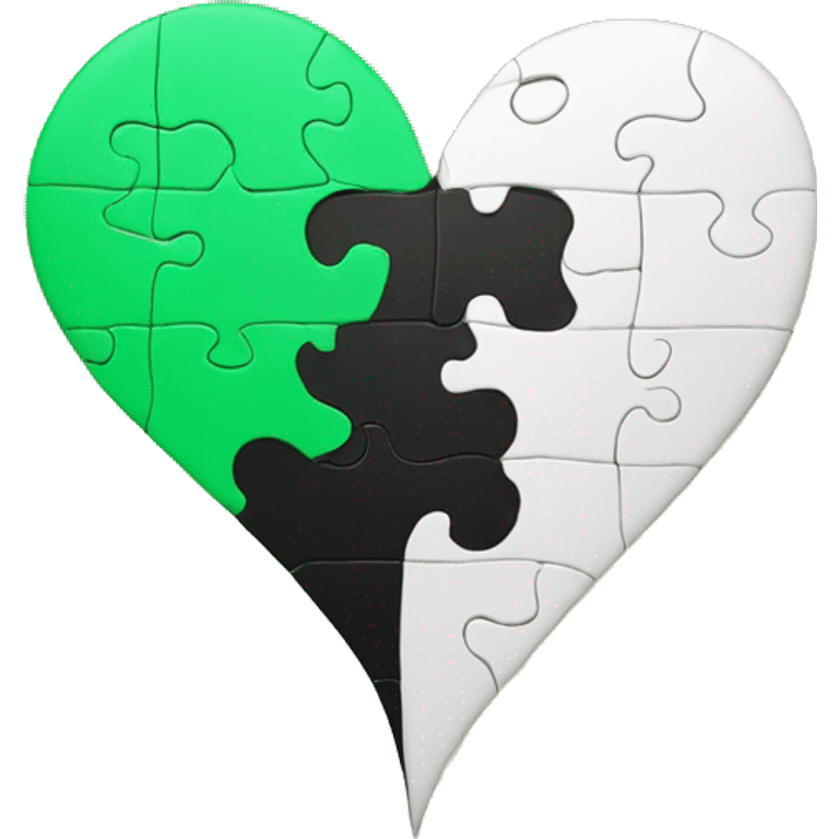 Half black and half Green puzzle heart emoji