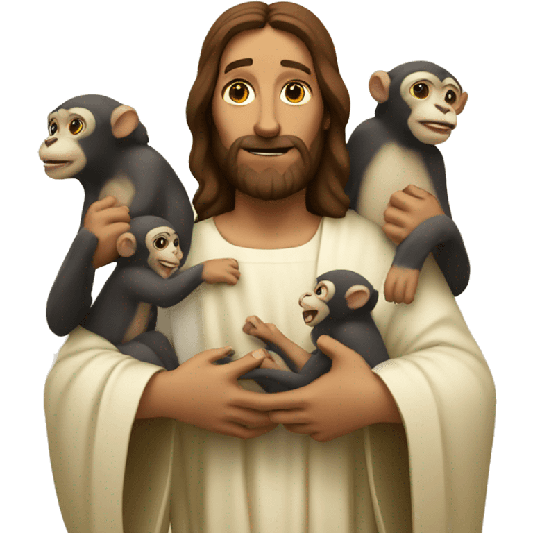 Jesus holding monkeys  emoji