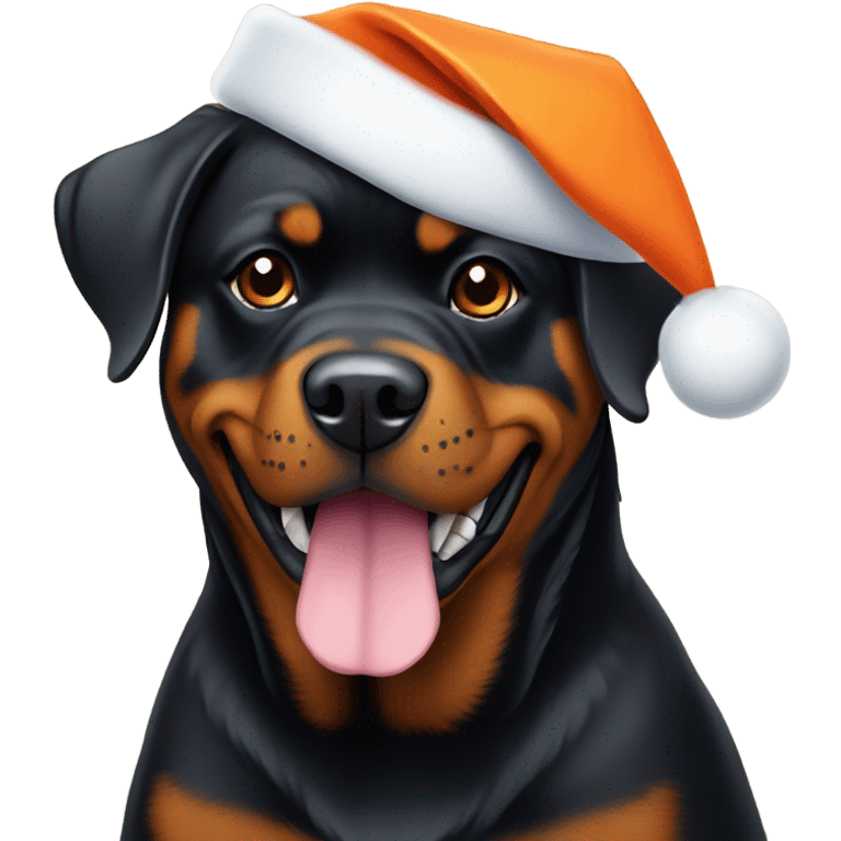 Rottweiler wearing an orange Santa hat  emoji