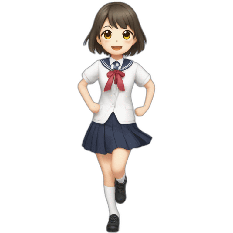 dancing jk girl with seifuku school uniform emoji