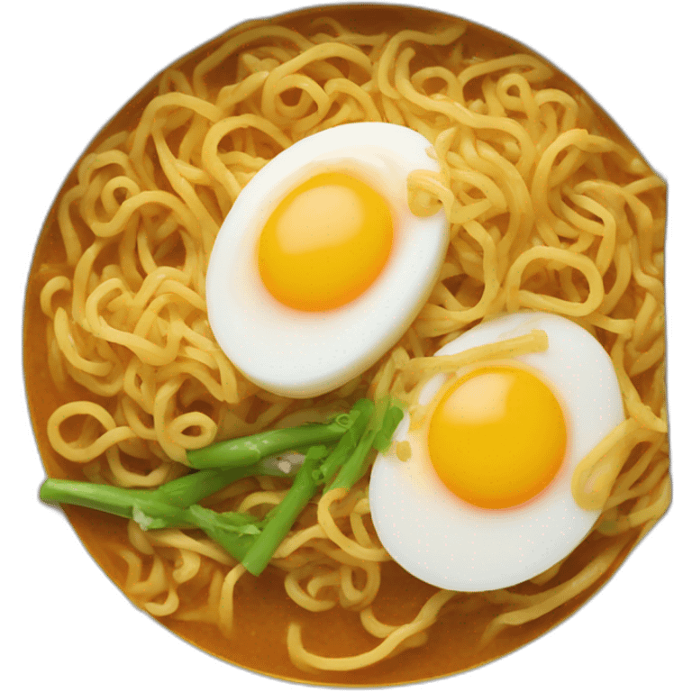 a bowl off curry noodle with egg emoji