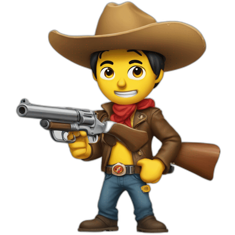 Lucky luke with a gun and a pizza emoji