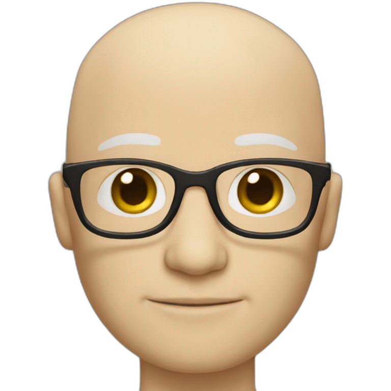 bald white guy with glasses, no moustache emoji