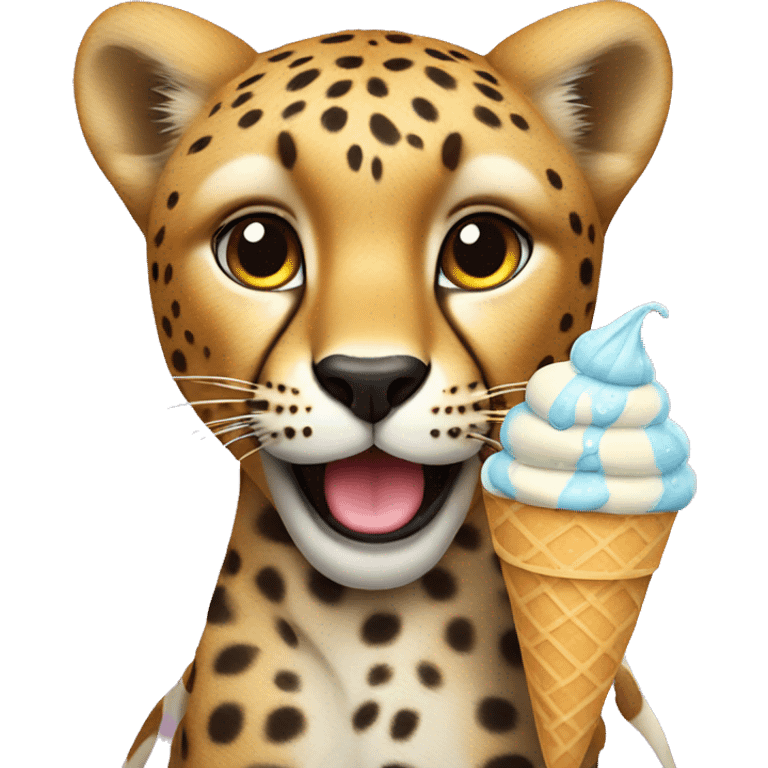 Cheetah with ice cream emoji