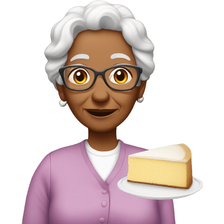 grandma with cheescake emoji