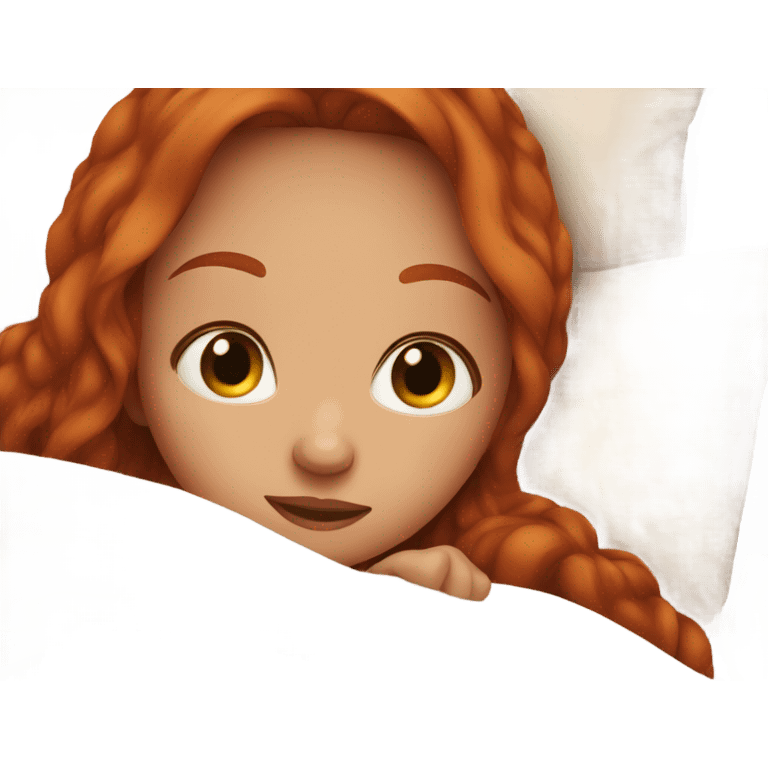 redhead girl snuggled in bed emoji