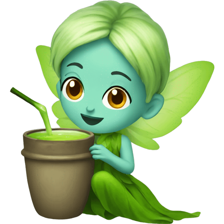 Fairy drinking a matcha emoji