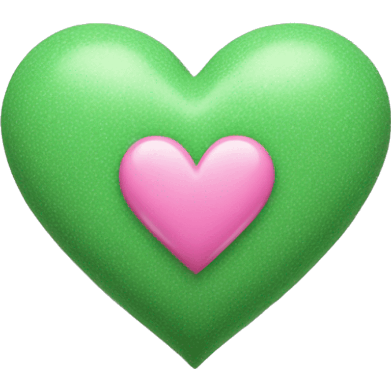 green heart with pink heart on it emoji