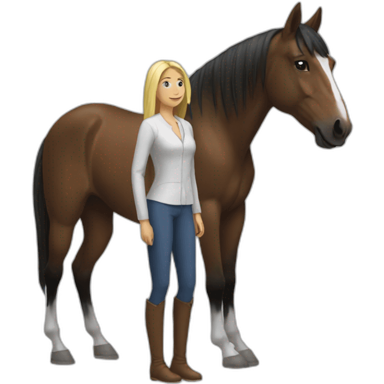 horse and a woman standing next to him emoji