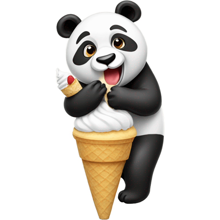 Panda eating ice cream emoji