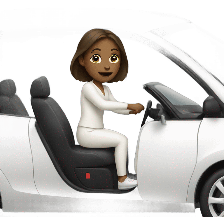 Girl driving a white car emoji