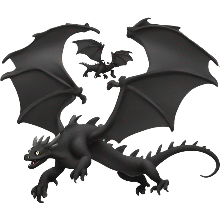 black dragons flying out of book emoji