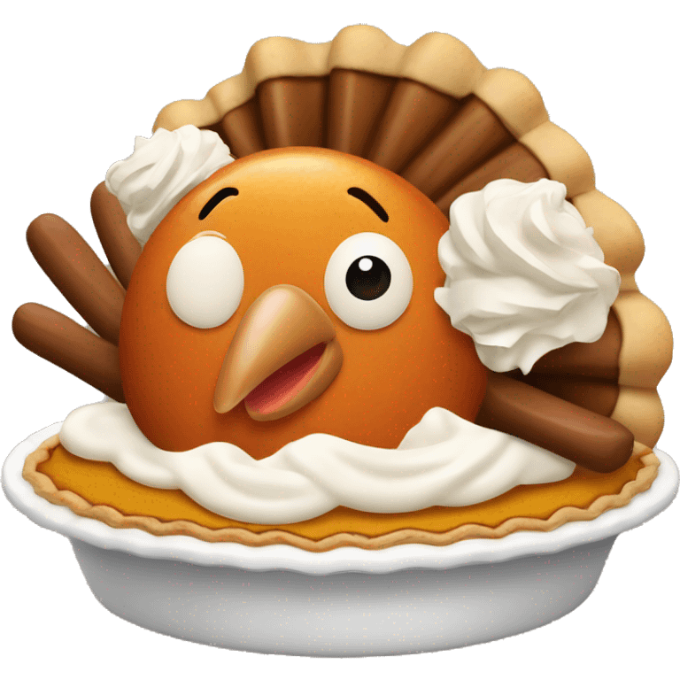 Turkey with pumpkin pie and whipped cream  emoji