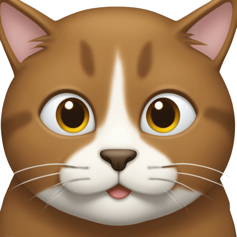 brown cat with white nose, brown face, white under mouth and white chest emoji