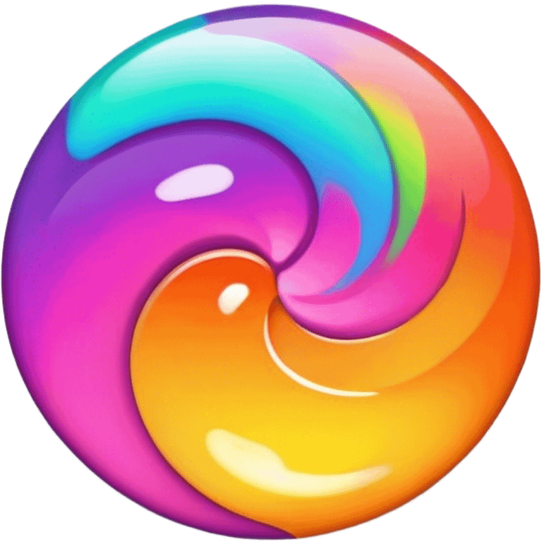 A round psychedelic colored button emoji