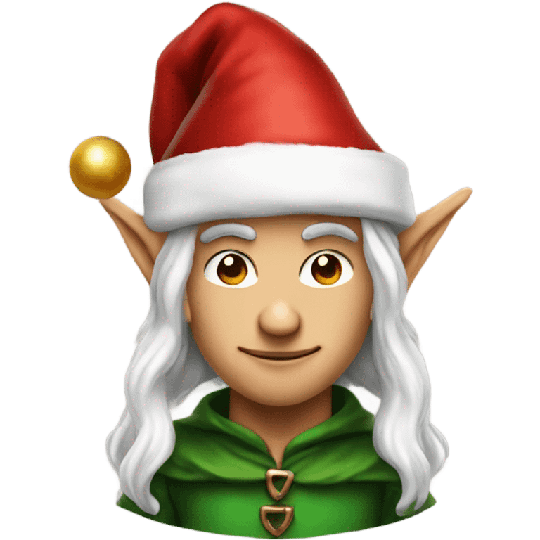 rogue male elf fantasy wearing santa hat emoji