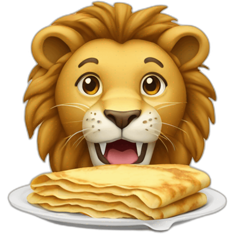 Lion qui mange une crêpe emoji