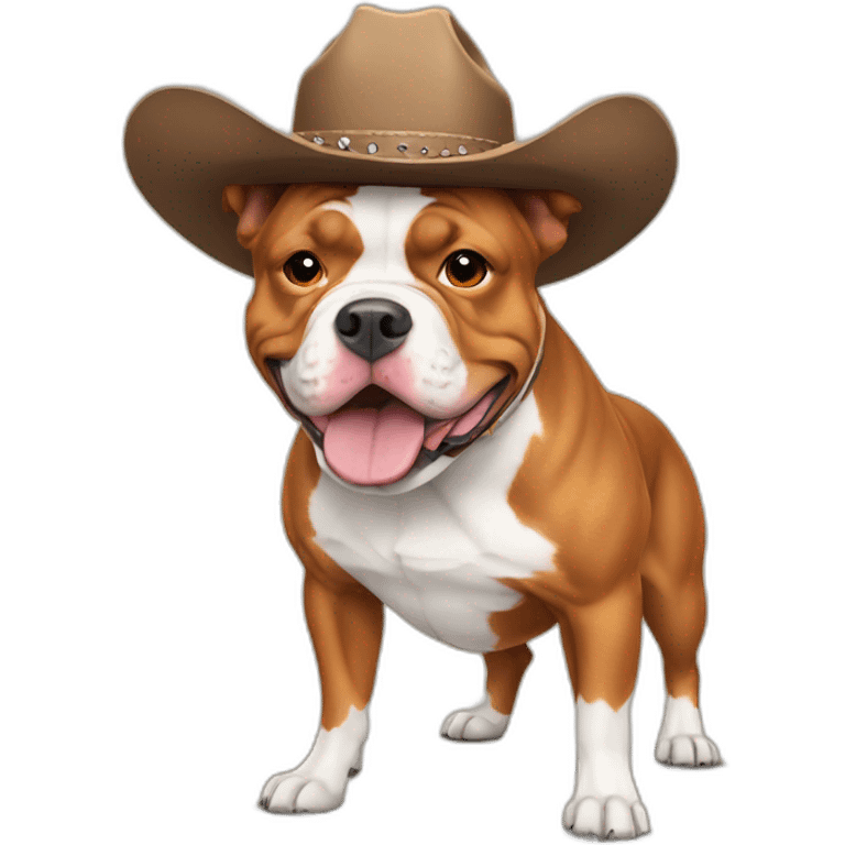 Red American bully wearing cowboy hat  emoji