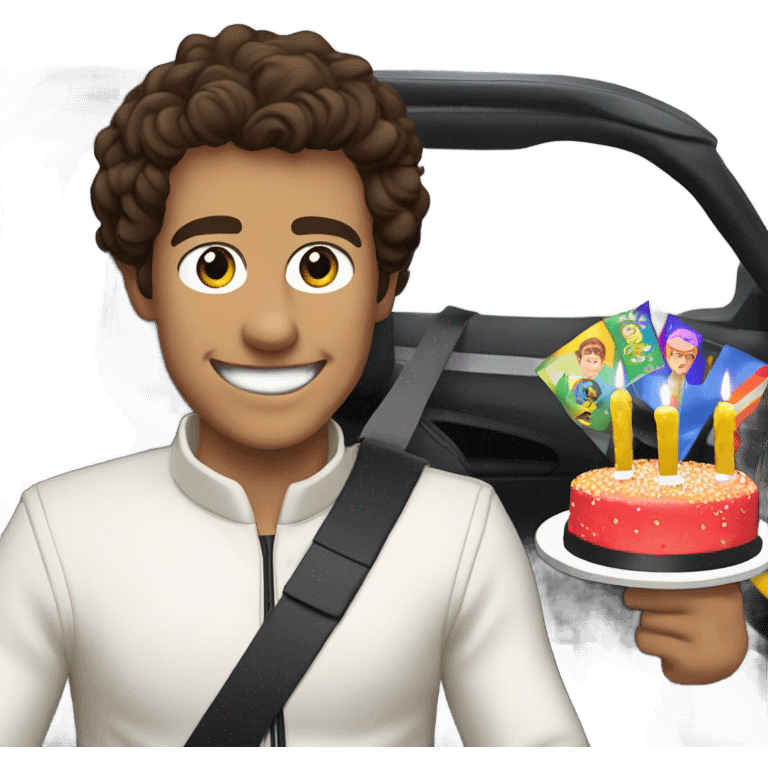 Lando NORRIS Hold birthday cake for you from his car emoji