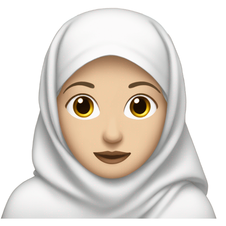 White skin, white hijabi women, driving a car emoji