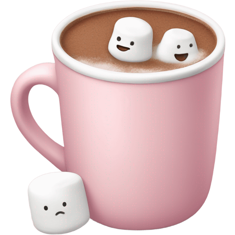 Light Pink mug of hot chocolate with marshmallows  emoji