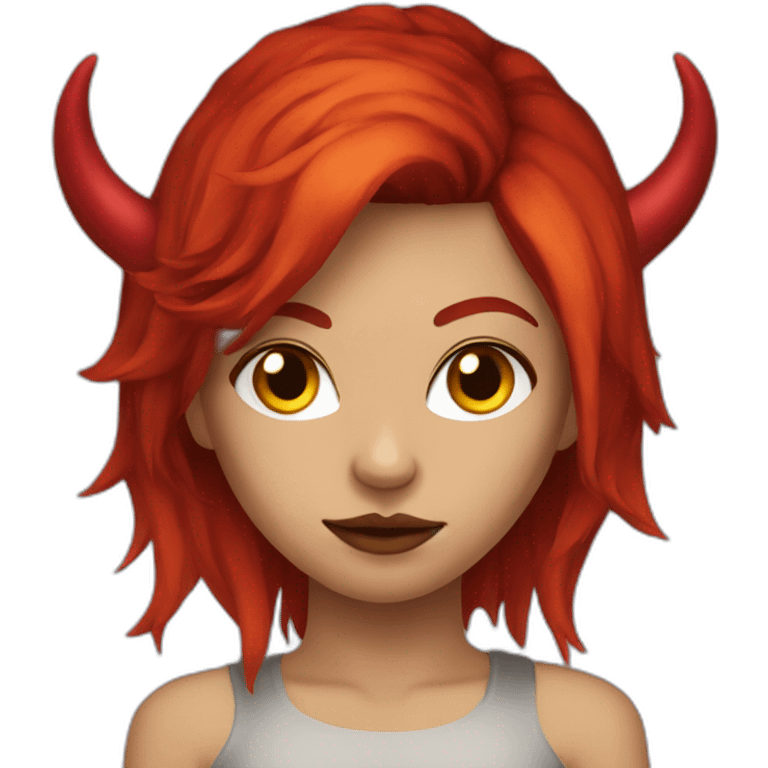 punk girl with red hair devil horns gold eyes emoji