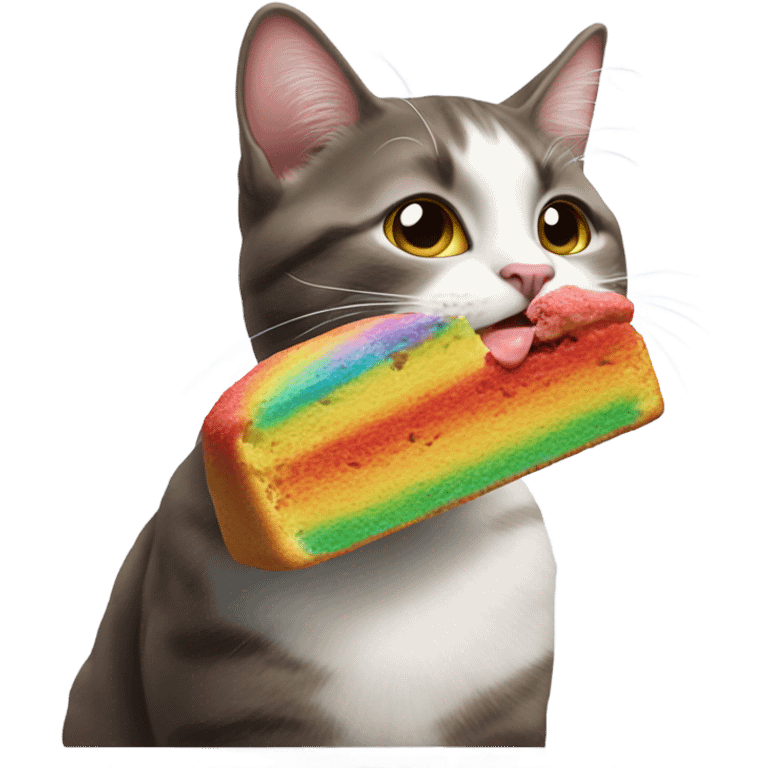 Cat eating italian rainbow cookie emoji