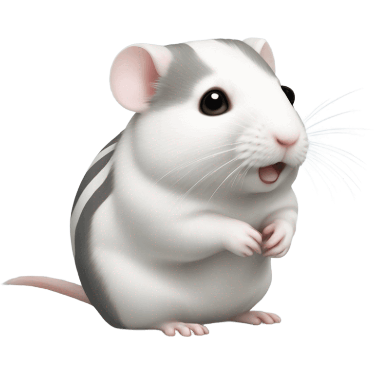 White djungarik hamster with a grey stripe on the back emoji