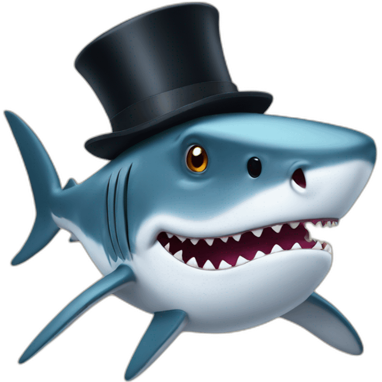 Shark with a top hat emoji