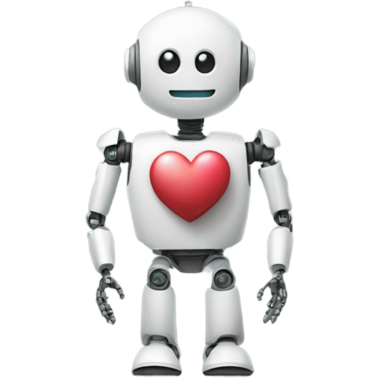 the robot holds a heart in its hand emoji