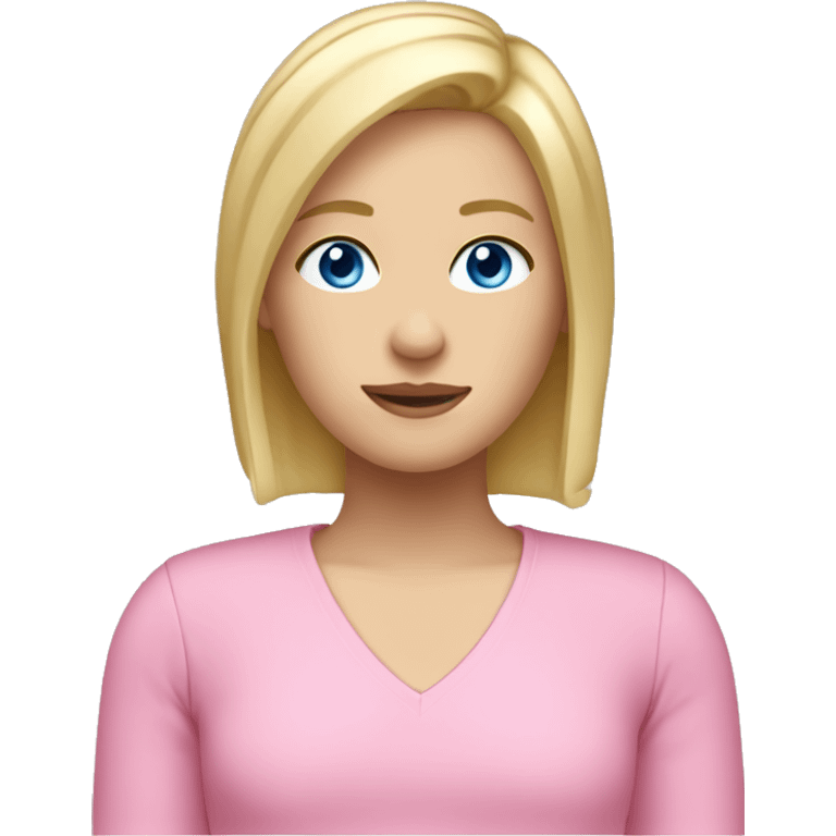 blond bob hair, fair skin, blue eyes, pink top emoji