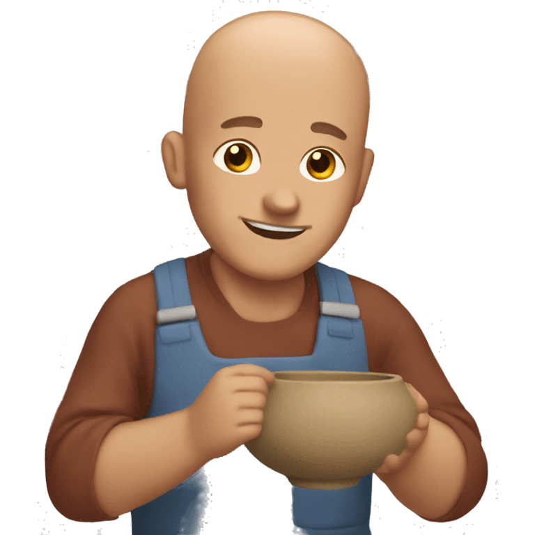 Bald man working with Pottery  emoji