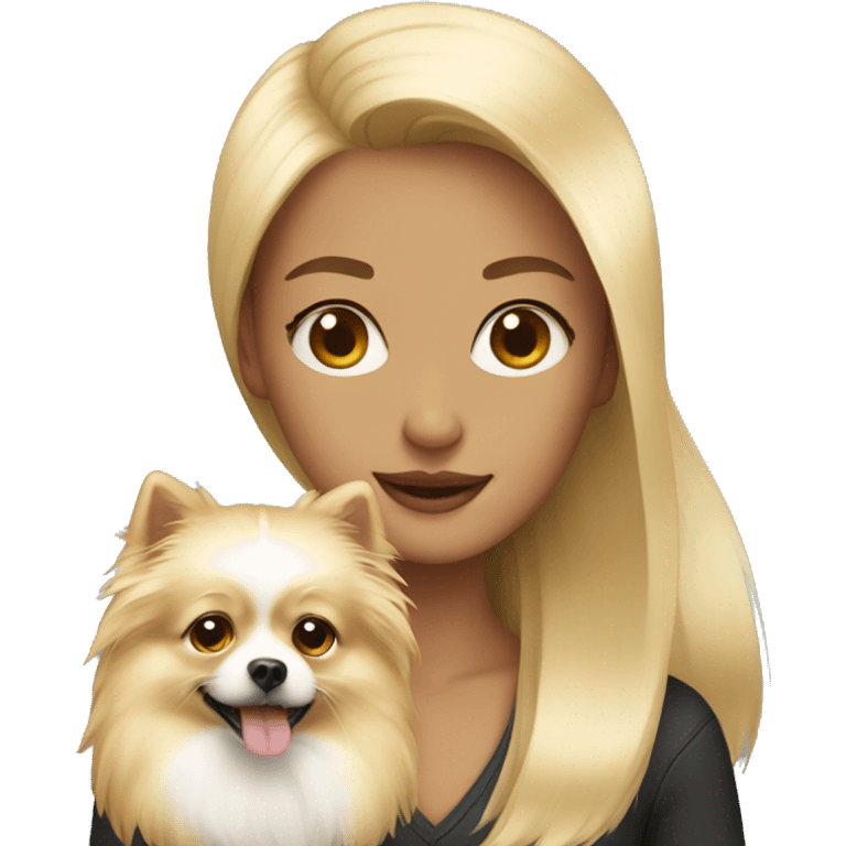 Blonde girl with a pomeranian emoji