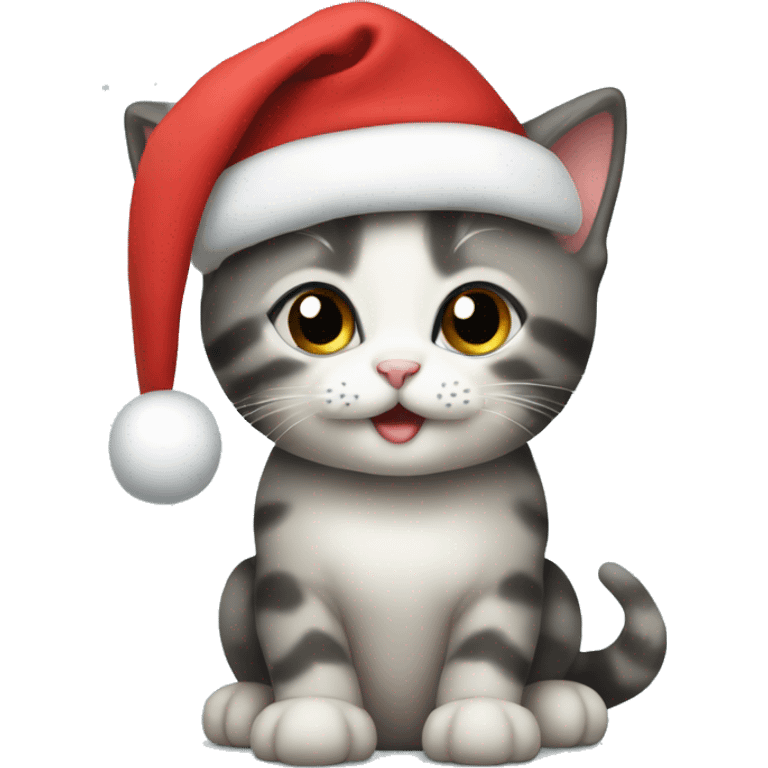 kitten wearing christmas emoji