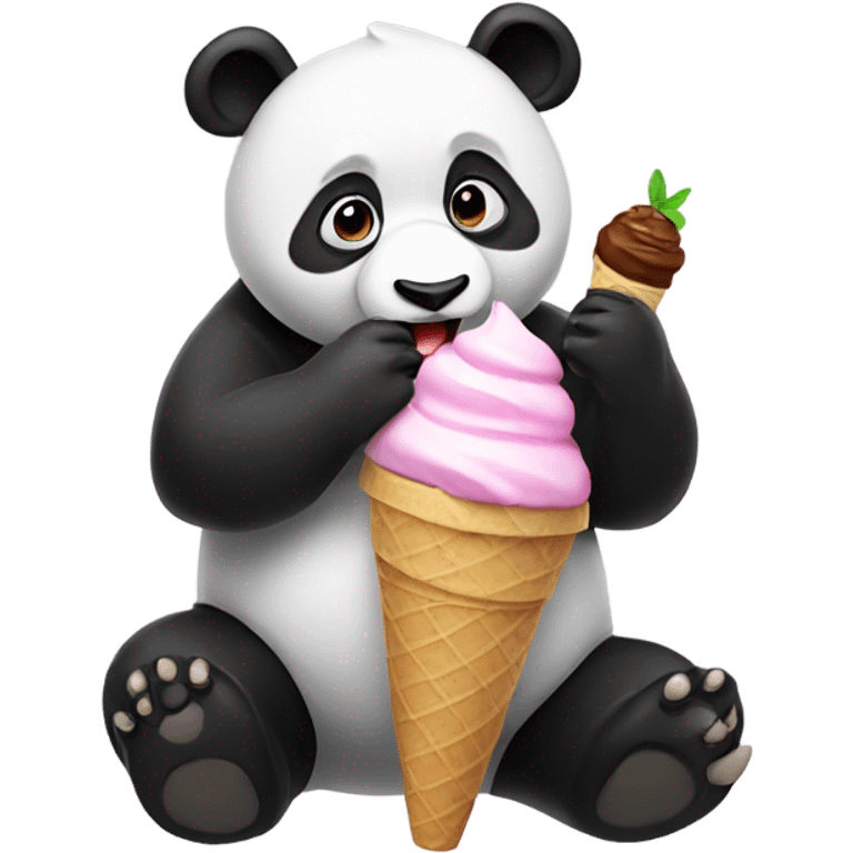 Panda eating ice cream emoji