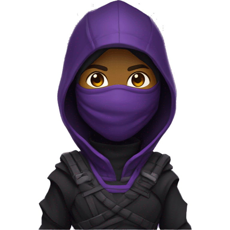  ninja con ropa futurista de color negra y morada emoji