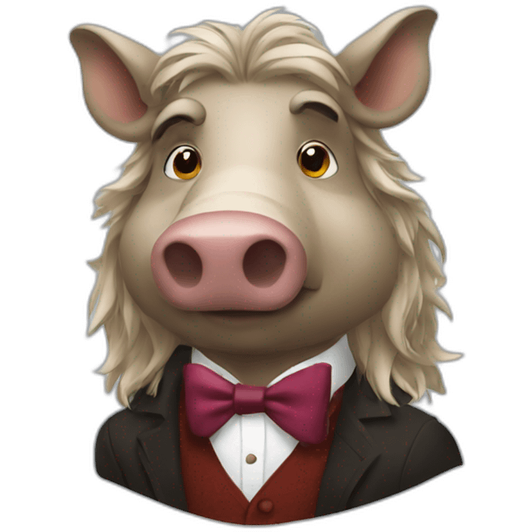 well dressed boar with long hair emoji