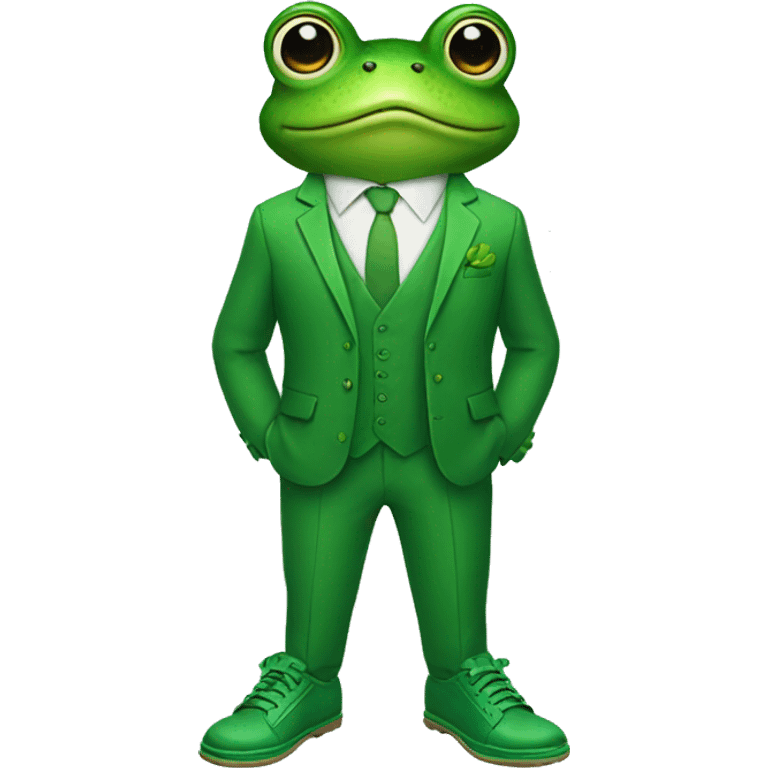 frog in a green suit and green shoes emoji